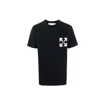 Off-White SS22 Однотонная футболка со стрелкой и логотипом с круглым вырезом и короткими рукавами, мужские топы обычного кроя, белые OMAA027C99JER01210011001