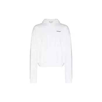 Off-White Ss22 Однотонная короткая повседневная толстовка с длинными рукавами, мужские топы обычного кроя, белые OMBB037C99FLE0030110WHITE M
