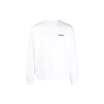 Off-White SS22 Однотонная толстовка с круглым вырезом и длинным рукавом, стандартный крой, мужская толстовка, белая OMBA057C99FLE0100110 S