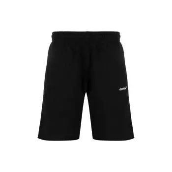 Off-White SS22 Solid Color Logo Print Straight Shorts Regular Fit Men Bottoms Black OMCI006C99FLE00510011001