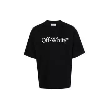 Off-White Ss23 Casual Loose Fit Round Neck Letter Print Straight Cut Short Sleeve T-Shirt Men T-Shirts Black OMAA120F23JER0131001 M