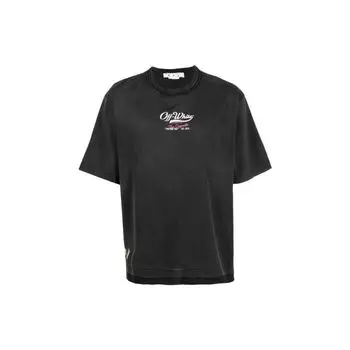 Off-White SS23 Футболка с круглым вырезом с буквенно-цифровым принтом Мужские топы Черные OMAA152S23JER0021001 XS