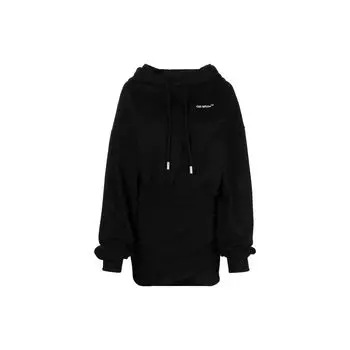 Off-White SS23 однотонный толстовка с капюшоном и буквенным принтом, свободные женские топы с длинным рукавом, черный цвет OWDB423C99JER0021001 XS