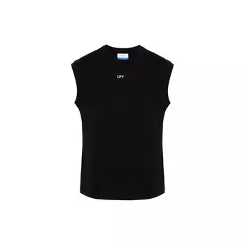 Off-White Ss24 Solid Color Round Neck Fitted Sleeveless Vest Regular Fit Men tops Black OMAC027C99JER0011001 M