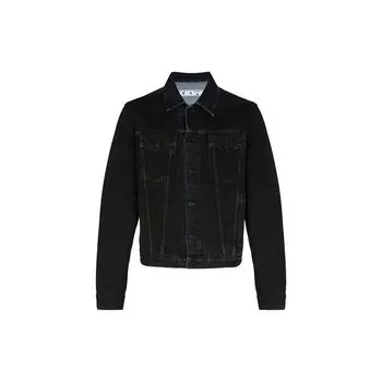 Off-White Stencil Slim Джинсовая куртка черная/средне-синяя мужская верхняя одежда OMYE054E20DEN0031049 XXL