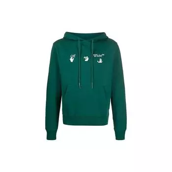 Off-White Свитшот с капюшоном и принтом логотипа, мужские топы, зеленый OMBB034E20FLE0025701 S