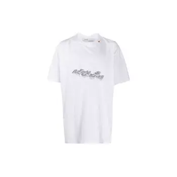 Off-White Свободная футболка с коротким рукавом и 3D-принтом карандаша и стрелки, мужские топы, белые OMAA038R201850100110