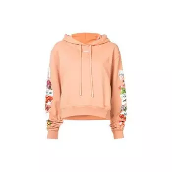 Off-White Свободный крой с капюшоном с цветочным принтом Женские топы Розовый OWBB016R180030090388 XXS