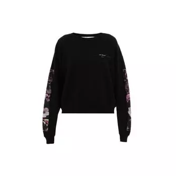 Off-White Свободный свитшот с цветочным принтом Женские топы Черный OWBA047S19D970791088 XL