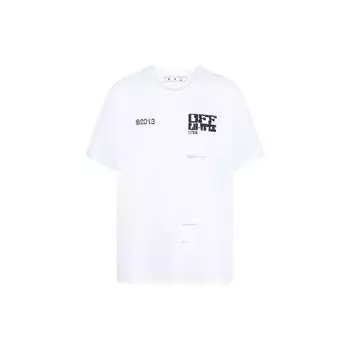 Off-White Tech Marker футболка с короткими рукавами, белые/черные мужские топы OMAA038S21JER0080110 XS