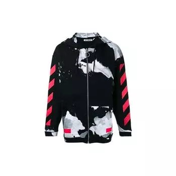 Off-White Tie-Dye Свободная толстовка с капюшоном Куртка Мужские топы Черный OMBB010G20FLE0019932 XS