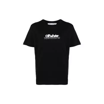 Off-White Толстая футболка с вышитым логотипом, черная/белая, мужская уличная одежда OMAA027S23JER0081001 XXL
