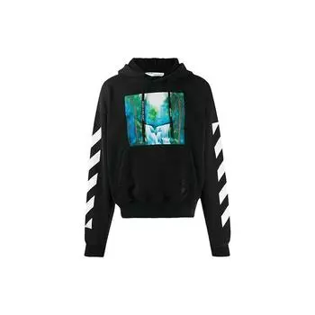 Off-White Толстовка Diag Waterfall Over Hoodie, черные/разноцветные мужские топы OMBB037E19E300151088 XXS