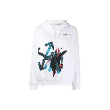 Off-White Толстовка с капюшоном Brush Arrow большого размера, белая, женская, топы OWBB032R20F301280130 M