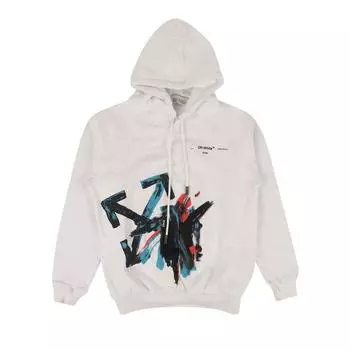Off-White Толстовка с капюшоном Brush Arrow большого размера, белая, женская, топы OWBB032R20F301280130 M