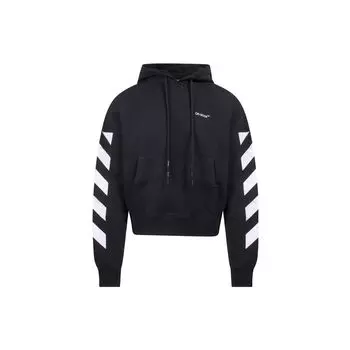Off-White Толстовка с капюшоном Diag Helvetica, черная/белая, мужская, топы OMBB037C99FLE0011001 M