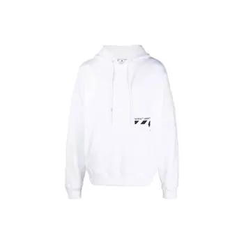 Off-White Толстовка с капюшоном и длинными рукавами с графическим принтом и логотипом, свободный крой, мужские топы белого цвета OMBB085C99FLE0050110
