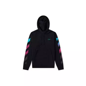 Off-White Толстовка с капюшоном из флиса с градиентом AW18, унисекс, черная, OMBB037F181920051088 XS