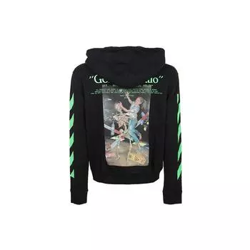 Off-White Толстовка с капюшоном на молнии с графическим принтом Golden Ratio, черная/зеленая, мужская уличная одежда OMBE001R20E300141088 S