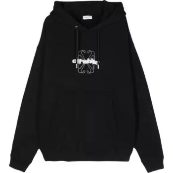 Off-White Толстовка с капюшоном с длинным рукавом и буквенным принтом свободного кроя, мужская, черная, OMBB085F24FLE00M1001 L