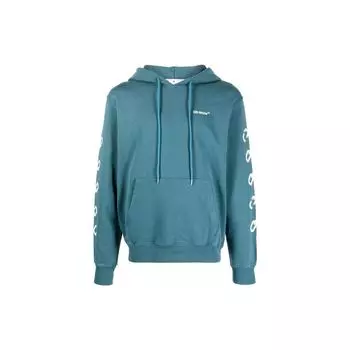 Off-White Толстовка с капюшоном Ss22 с буквенно-цифровым принтом, обычная посадка, мужская толстовка с капюшоном, синяя, OMBB097F22FLE0105501 XL