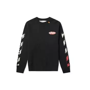 Off-White Толстовка с круглым вырезом с разрезом, черные мужские топы OMBA035S190030061020