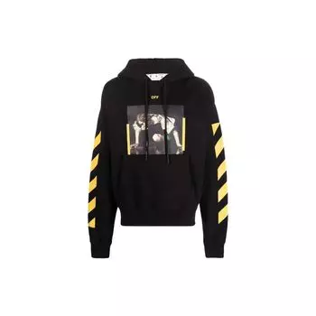 Off-White Толстовка с принтом Караваджо, черные/желтые мужские топы OMBB037C99FLE0111018 S