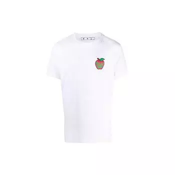 Off-White Тонкая футболка Snake, белые/красные мужские топы OMAA027S21JER0220125