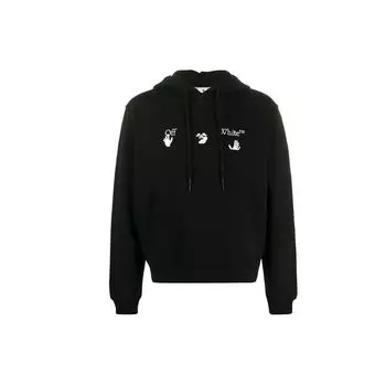 Off-White Тонкая толстовка с большим логотипом, черные/белые мужские топы OMBB034E20FLE0021001