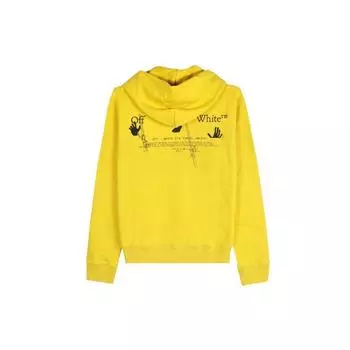 Off-White Тонкая толстовка с капюшоном с логотипом Workers, желтые/черные мужские топы OMBB034E20FLE0031810