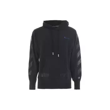 Off-White Twill Hooded Letter Logo Embroidered Long Sleeve Sweatshirt Men sweatshirt Black OMBB027S18875050-1010 XS