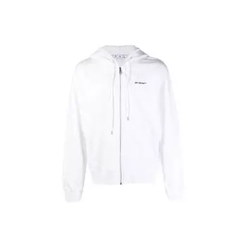 Off-White Тонкая толстовка с капюшоном Wave Outl Diagonal Zip, белая/черная, мужская уличная одежда OMBE013C99FLE0070110 M