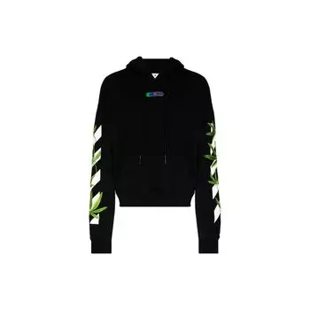 Off-White Weed Arrows Over Hoodie Black/Green Men Tops OMBB037S22FLE0101055