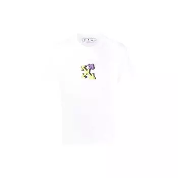 Off-White Wizard Graffiti Slim Tee Белые/фиолетовые мужские топы OMAA027S22JER0080135