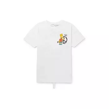 Off-White X The Simpsons футболка с коротким рукавом с принтом, мужские топы обычного кроя, белые OMAA027S191850340188 S