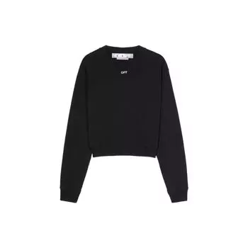 Off-White Женская укороченная толстовка OFF-Stamped черного/белого цвета для женщин в уличном стиле OWBA061C99JER0011001 M