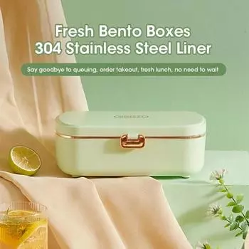 Office Electric Lunch Box Thermal Lunch Boxes Portable Lunch Boxes Water Free Heating Bento Box Stainless Steel Food Warmer