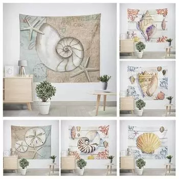Гобелен для офиса, гостиной, гавайский пляж, ракушка, подвесная ткань, украшение для дома, гобелен 100x75cm
