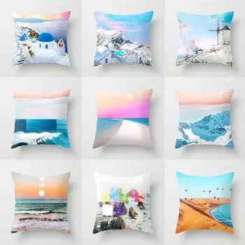 Office Sofa Cushion Cover Beach View Wave Pattern Pillow Cover Luxury Home Decor Cushion Cover 40x40cm
