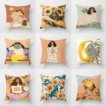 Чехол для подушки для офисного дивана в стиле Матисса с изображением камеры и проигрывателя пластинок, чехол для подушки класса люкс для домашнего декора 40x40cm