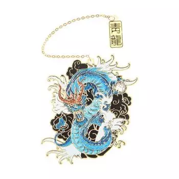 Office Supplies Tassel Retro Dragon Tiger Metal Painted Book Clip Brass Bookmark Pagination Mark Style 1