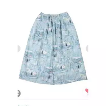 Official Website Ink Painting Sweet Ice Silk Thin Skirt Blue One size
