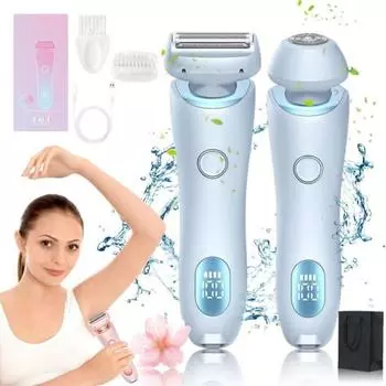 Официальная бритва Dusco Glide Pro 3.0 Dusk для женщин, водонепроницаемая электрическая бритва для влажного, сухого и безболезненного удаления волос, съемная головка, 1 шт., синяя