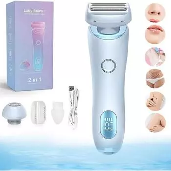 Официальная бритва Dusco Glide Pro 3.0 Dusk для женщин, водонепроницаемая электрическая бритва со съемными головками для влажного и сухого бритья ног, подмышек и лобковой области, синяя