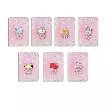 Официальная кожаная нашивка BTS BT21. ОБЛОЖКА ДЛЯ ПАСПОРТА CHERRY BLOSSOM S.