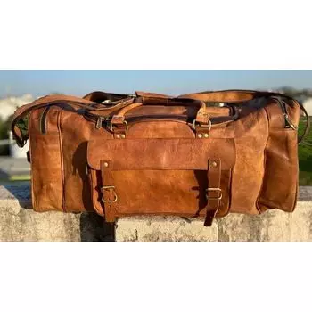 Официальная кожаная сумка Duffle Travel Men Bag Gym Vintage Weekend Overnight 21 X 9 X 9 in коричневый