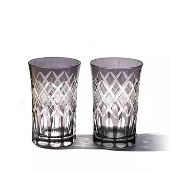 Официальная пара стаканов Kobo Direct Edo Kiriko Yarai Uoko Crest TB90419Ms, деревянная коробка, сделано в Японии [продажа Taimuro] (Эдо Пурпурный)