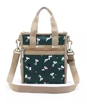 Официальная сумка через плечо MINI Snoopy and Woodstock Green [LeSportsac] N/S TOTE/3714 Женская