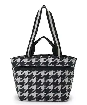 Официальная сумка-тоут с двумя ручками и молнией, узор «гусиная лапка» [LeSportsac] TOTE/1542, женская, черная/бежевая