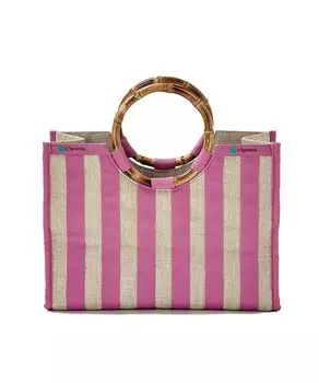 Официальная сумка-тоут SM BAMBOO BOOK Raffia Stripe Flamingo [LeSportsac] TOTE/1483 Женская